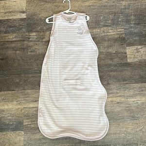 Woolino all season sleep sack, 2 months - 24 months, lavender w/ white stripes